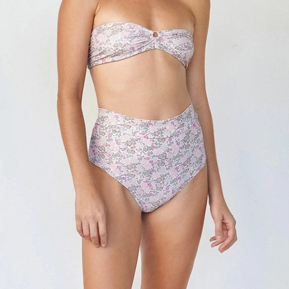 Acacia Echo Bikini Bottom Swim Small Pink Floral Meadow NEW